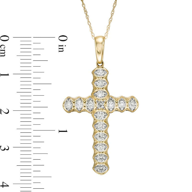 Mother's Day Gift 1/2 CT. T.W. Diamond Cross Pendant-Engravingift