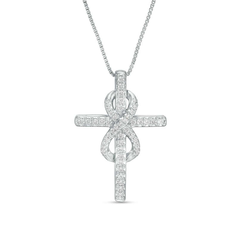Mother's Day Gift 1/4 CT. T.W. Diamond Cross with Infinity Pendant-Engravingift