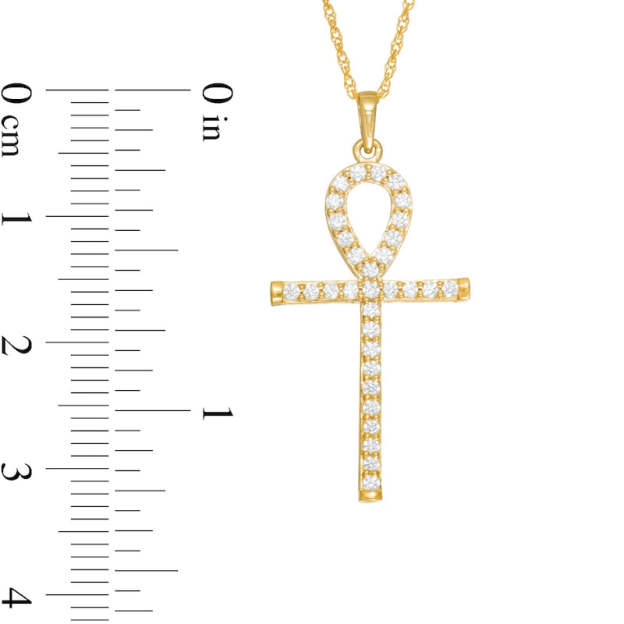 Mother's Day Gift 1/3 CT. T.W. Diamond Ankh Cross Pendant-Engravingift