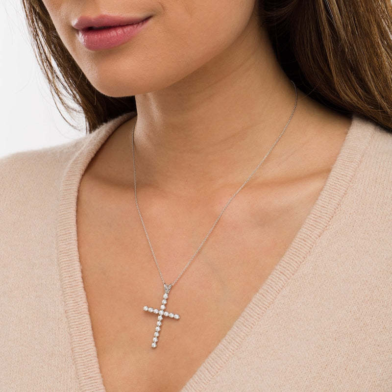 Mother's Day Gift 1 CT. T.W. Certified Lab-Created Diamond Cross Pendant in-Engravingift