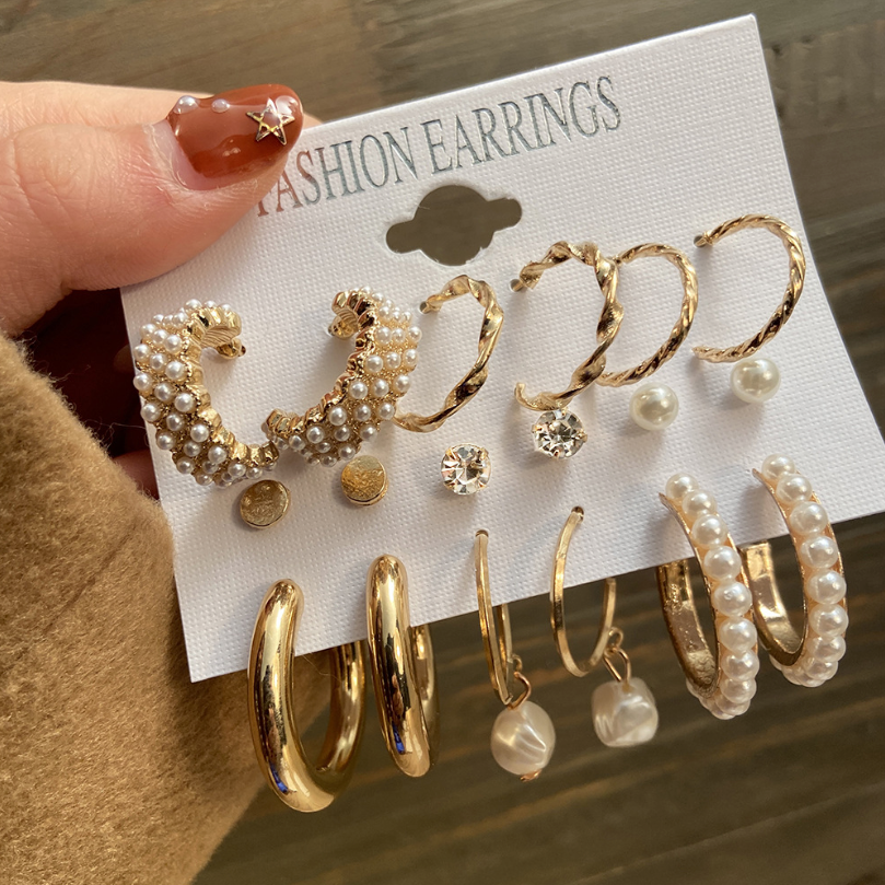 Mother's Day Gift Hot Sale Gold Geometric Pearl Earrings-Engravingift
