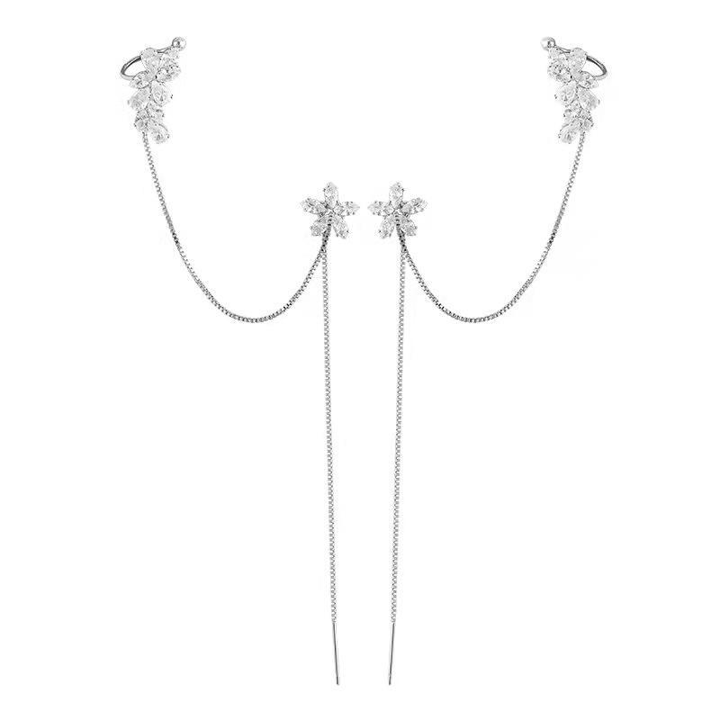Flower Threader Earring SILVER Earring MelodyNecklace