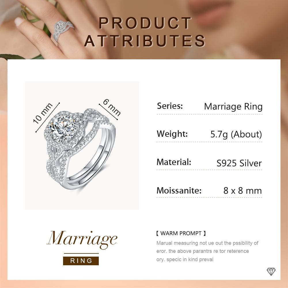 Mother's Day Gift Moissanite Diamond Halo Ring Set Dainty Engagement Ring