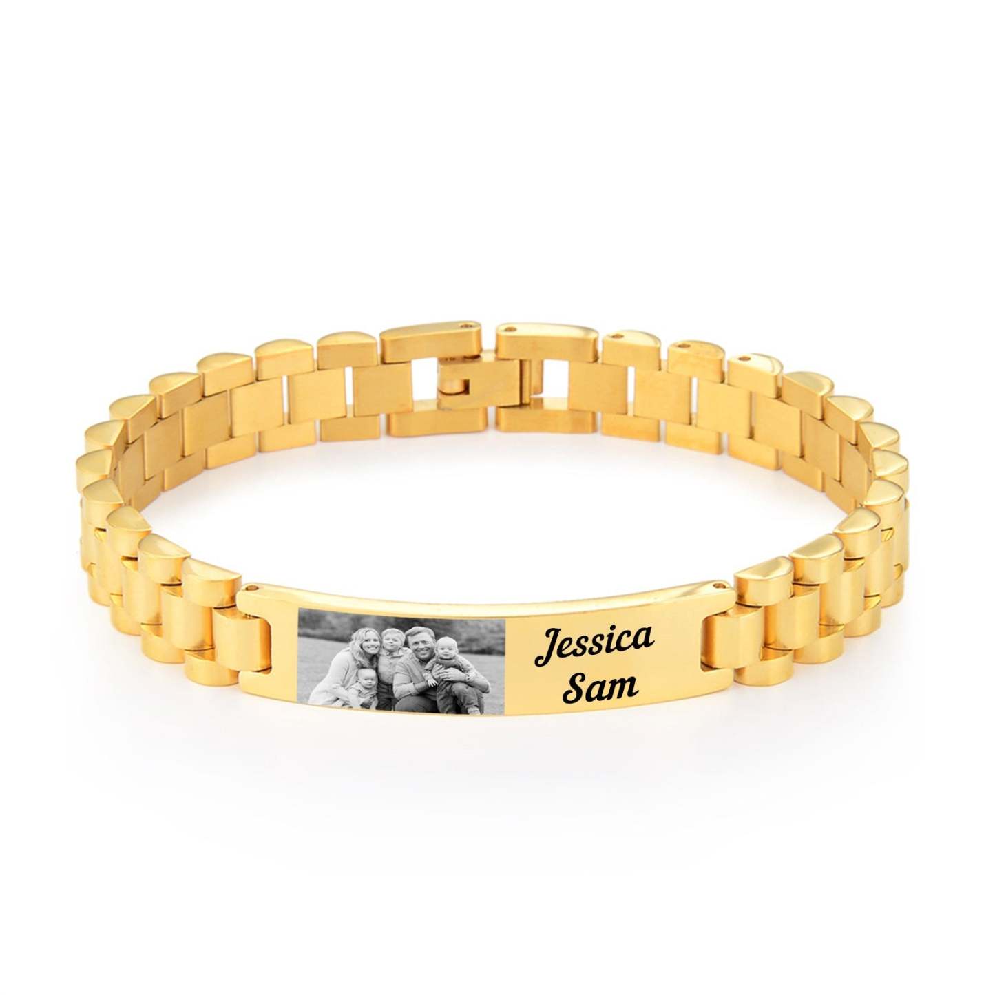 Christmas Gift Personalized ID Bar Bracelet with Name and Photo Bracelet Father's Day Gift