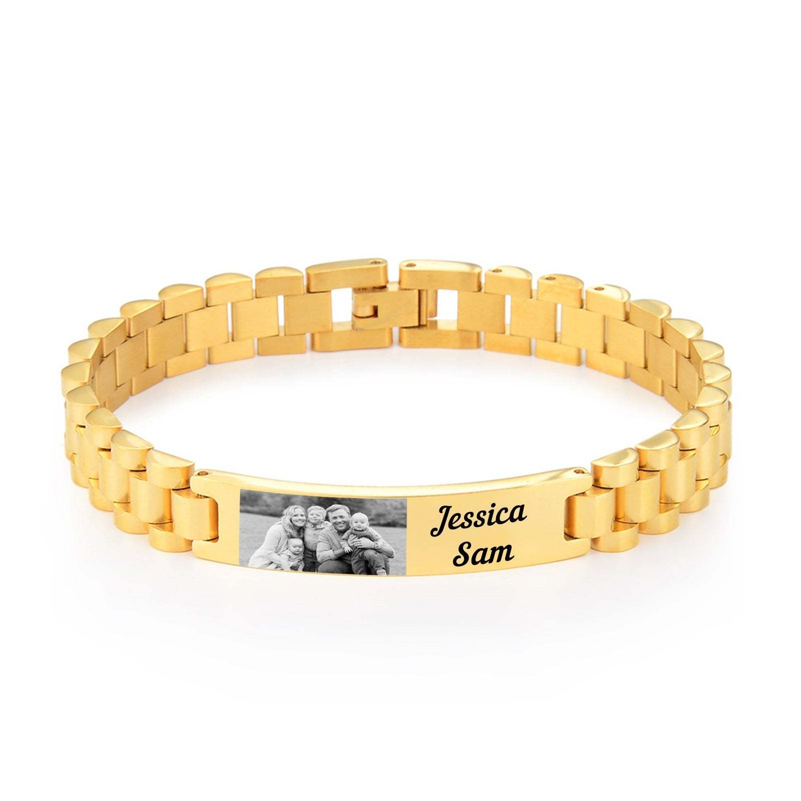 Christmas Gift Personalized ID Bar Bracelet with Name and Photo Bracelet Father's Day Gift
