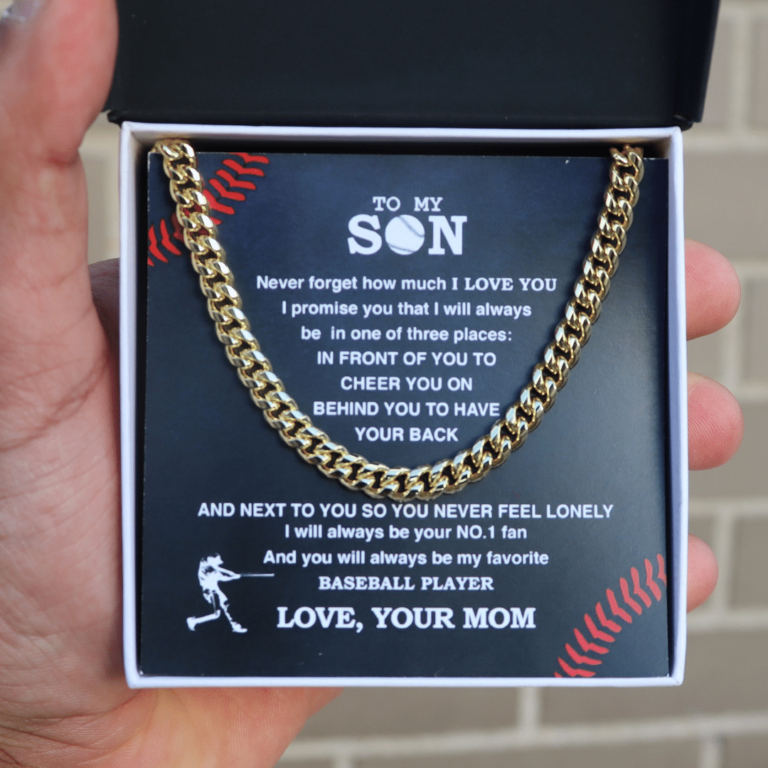 Christmas Gift Cuban Link Necklace - My Baseball Son, Biggest Fan, From Mom