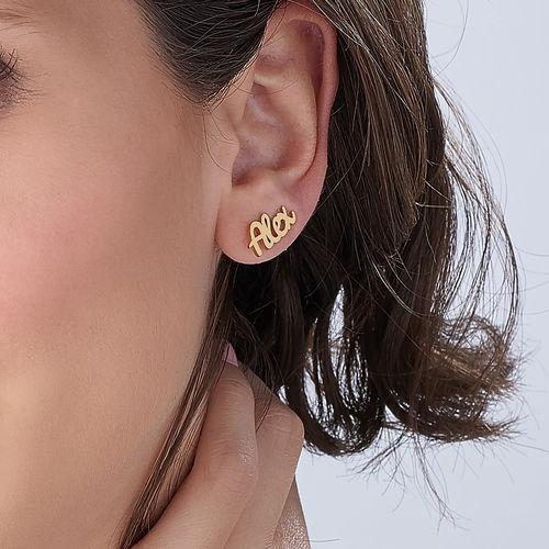 Mother's Day Gift Personalized Name Stud Earrings for Her Rose Gold-Engravingift