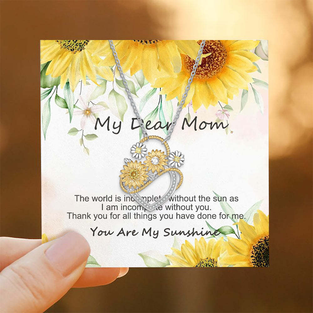 Mother's Day Gift For My Daughter - I am incomplete without you Heart Sunflower Necklace-Engravingift
