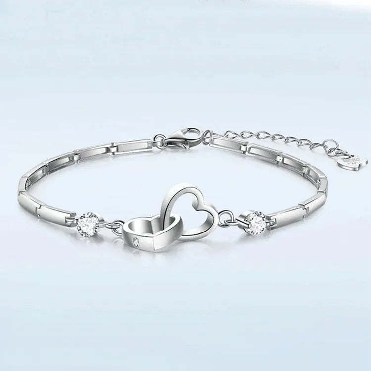 Christmas Gift To My Daughter Mother and Daughter Forever Linked Together Double Heart Bracelet