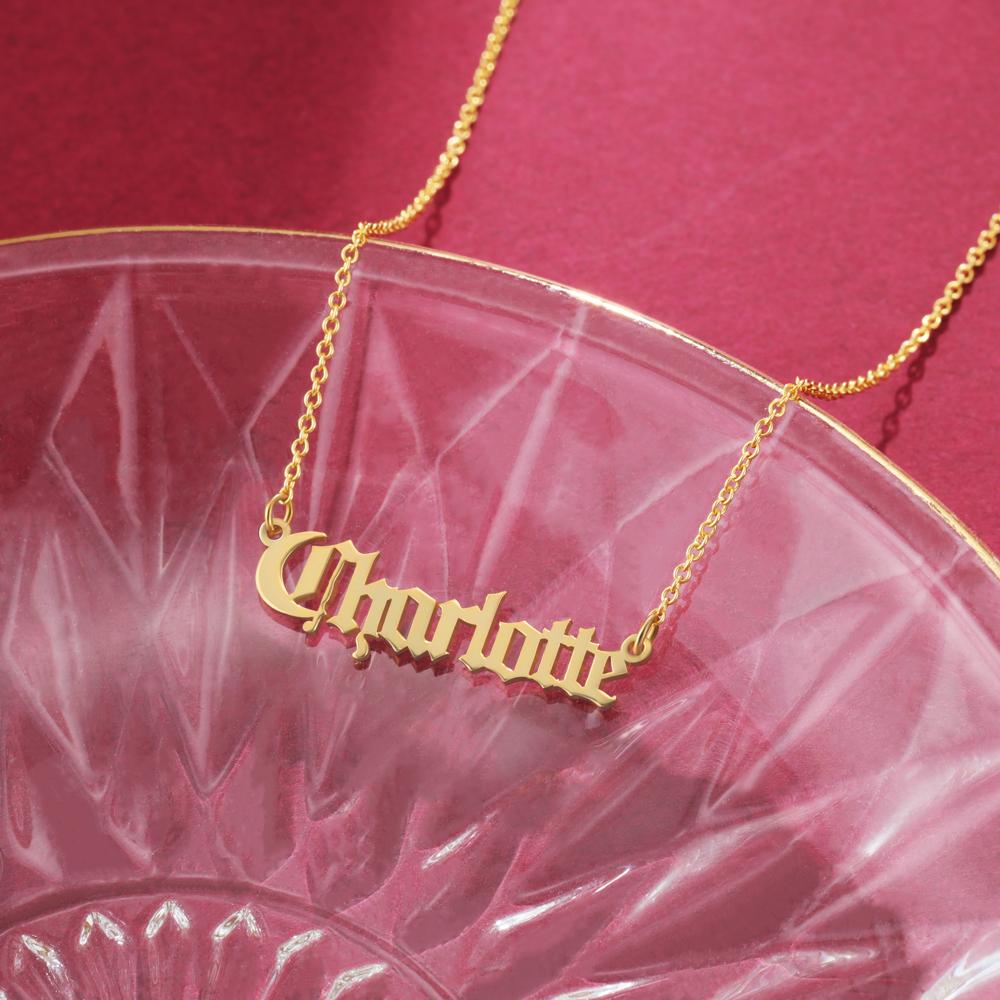 Mother's Day Gift Personalized Name Necklace Old English Name Necklaces-Engravingift