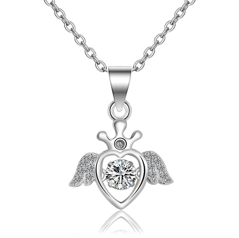 Christmas Gift For My Badass Queen Crown Heart Sparkling Dance Necklace
