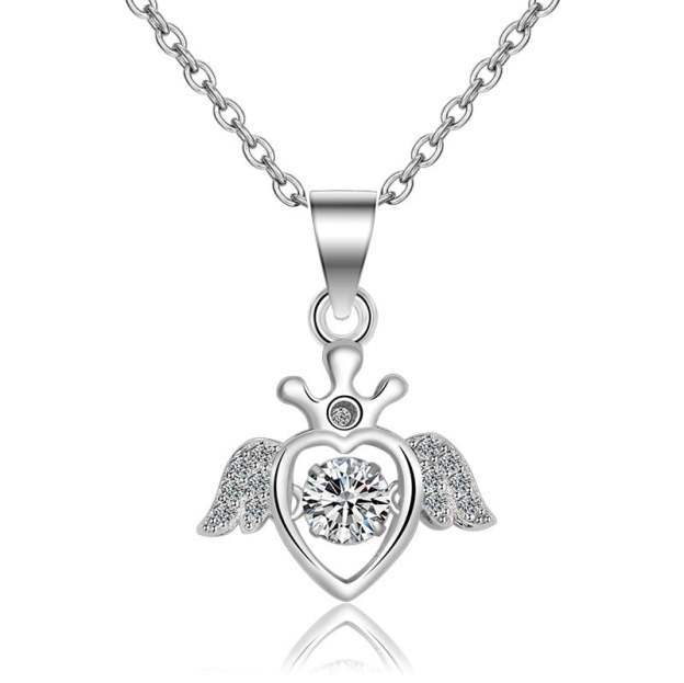 Christmas Gift For My Badass Queen Crown Heart Sparkling Dance Necklace