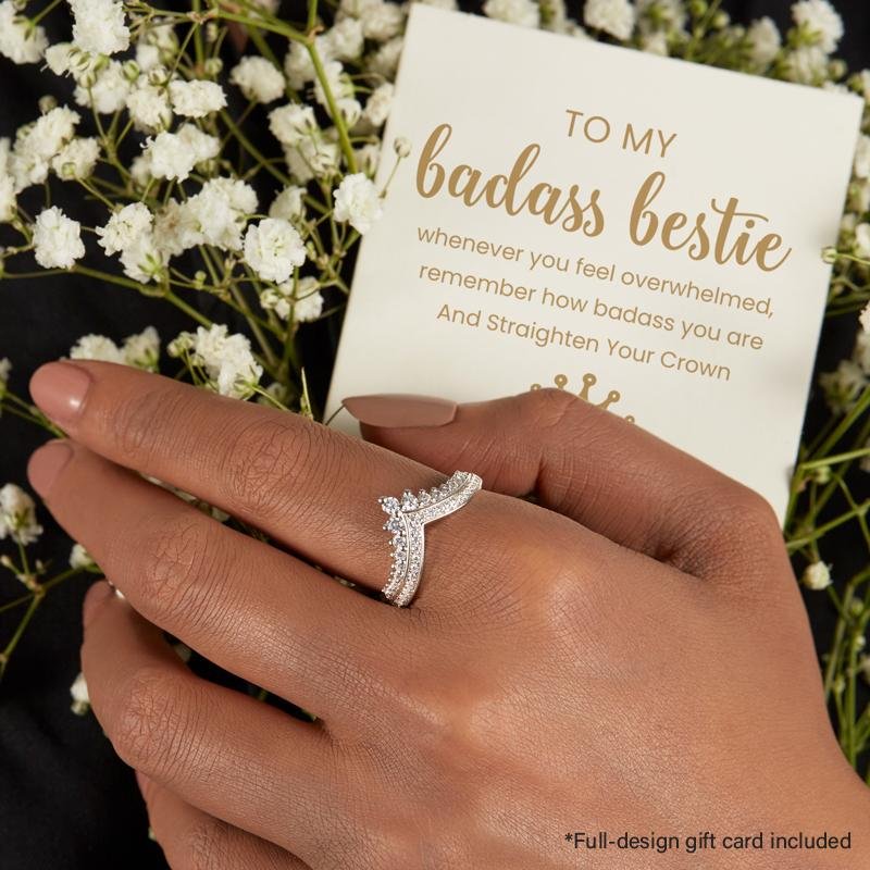 Christmas Gift To My Bestie Crown Ring "Remember How Badass You Are and Straighten Your Crown"