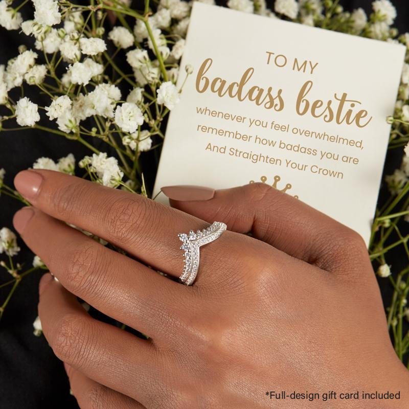 Christmas Gift To My Bestie Crown Ring "Remember How Badass You Are and Straighten Your Crown"