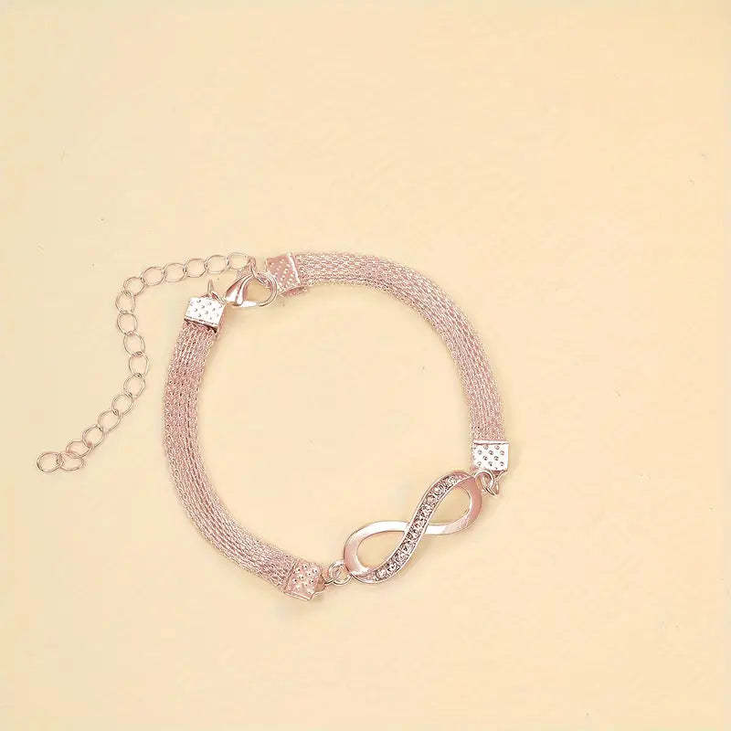 8-character Simple Style Anklet Inlaid Shiny Zircon Elegant Zinc Alloy Ankle Bracelet Sparkly Foot Jewelry Decor-Engravingift