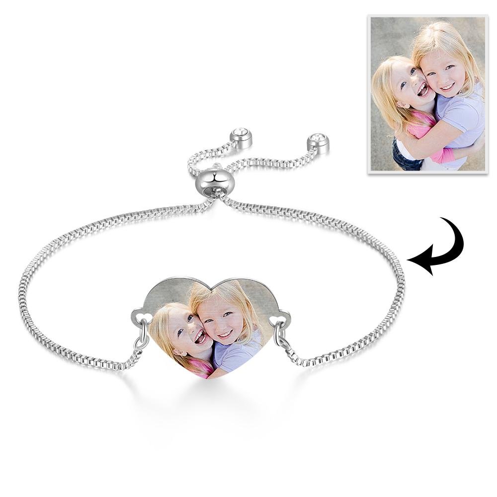 Mother's Day Gift Custom Bracelets with Heart Photo Personalized Bracelet with Engraving-Engravingift