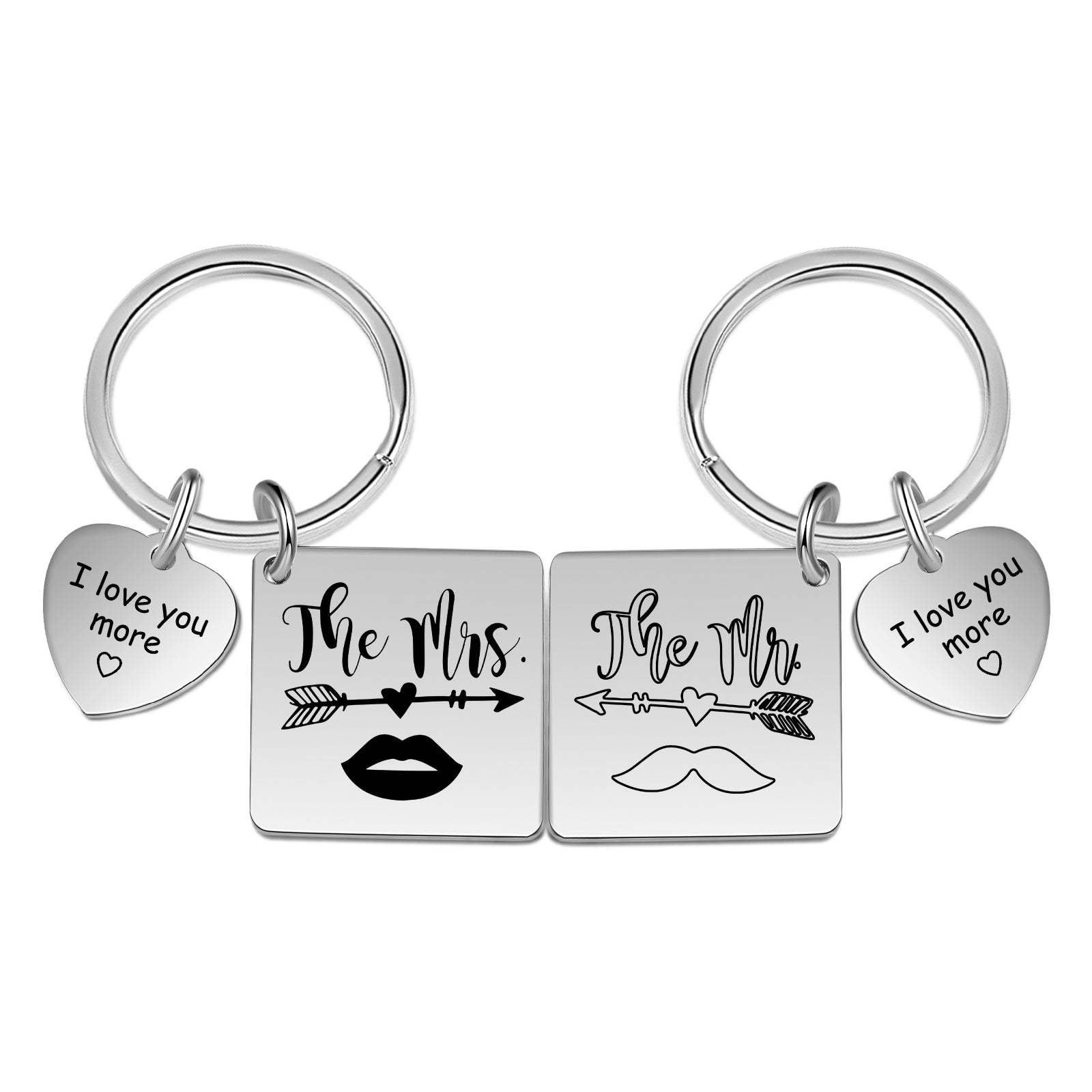 Mother's Day Gift Customized Photo Couple Keychain Set Engrave Heart Matching Couple Gifts-Engravingift