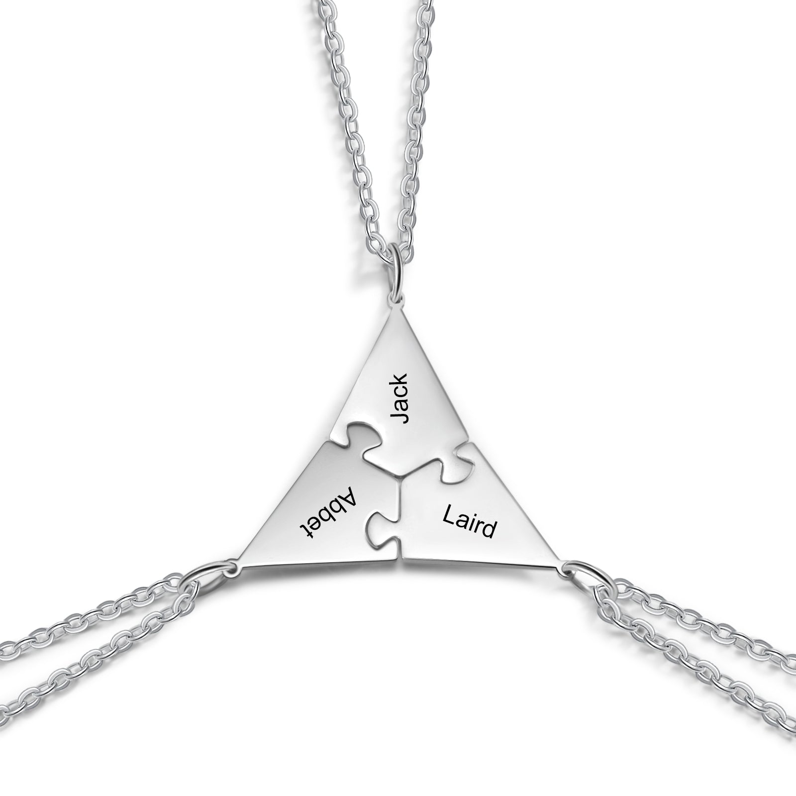Christmas Gift Personalized Puzzle Friendship Necklace Engraved Names Star Necklace