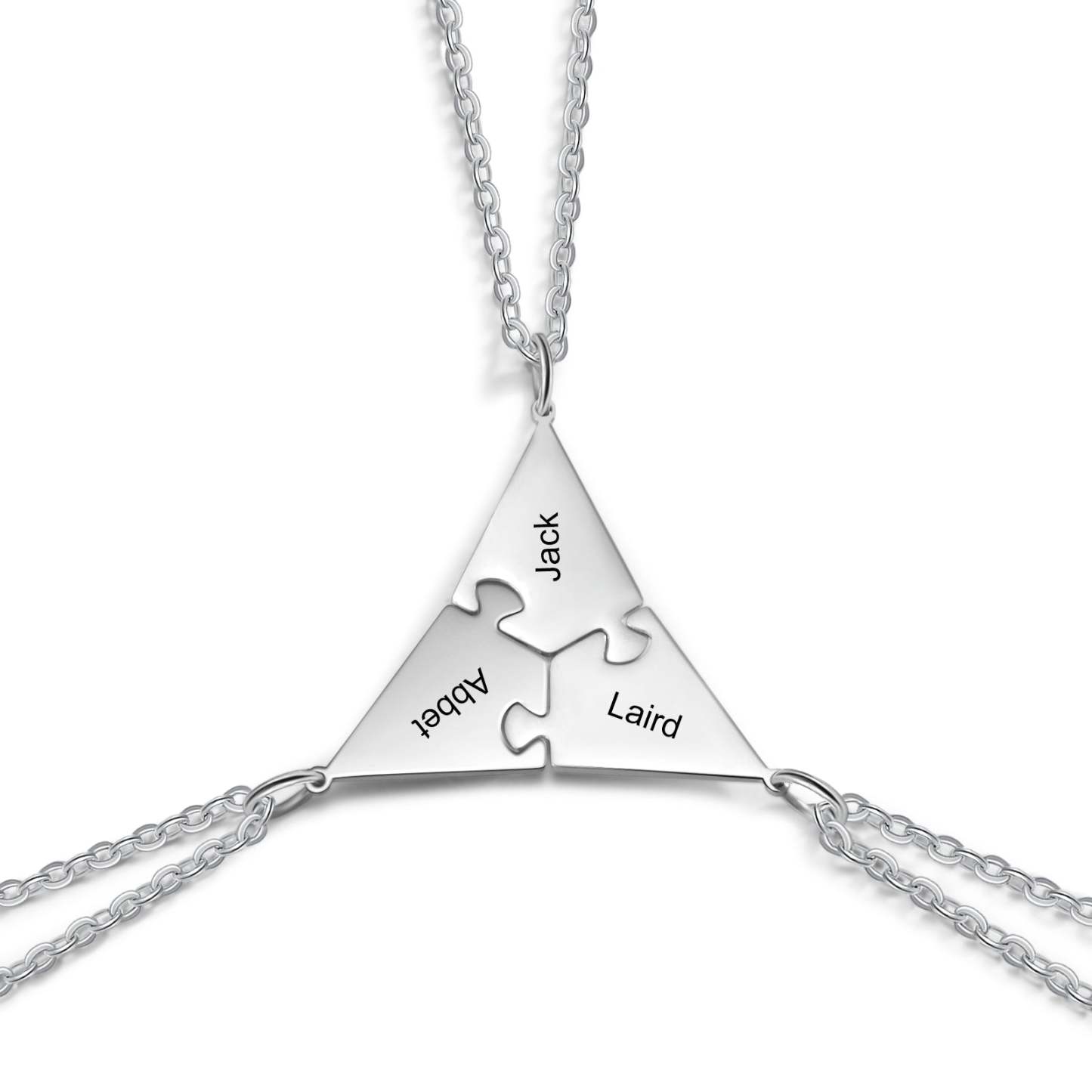 Christmas Gift Personalized Puzzle Friendship Necklace Engraved Names Star Necklace