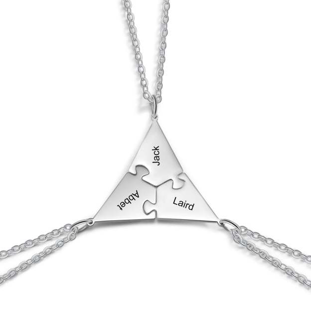 Christmas Gift Personalized Puzzle Friendship Necklace Engraved Names Star Necklace