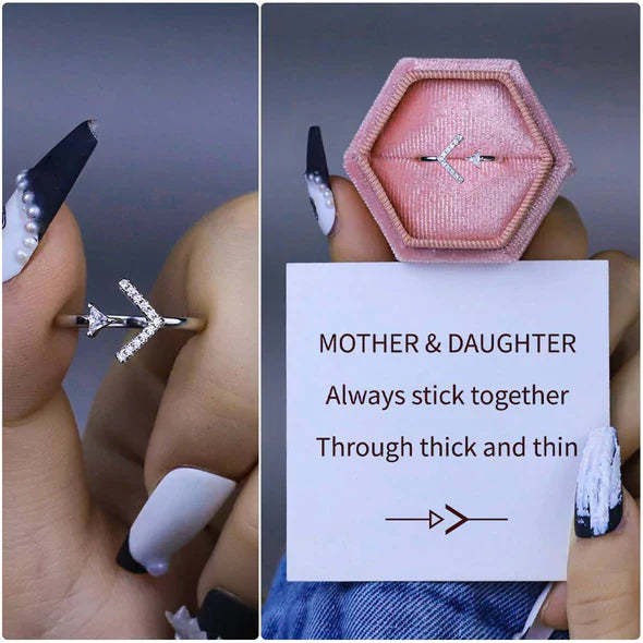 Mother's Day Gift Mother and Daughter Triangle Thick and Thin Ring "Always Stick Together"-Engravingift