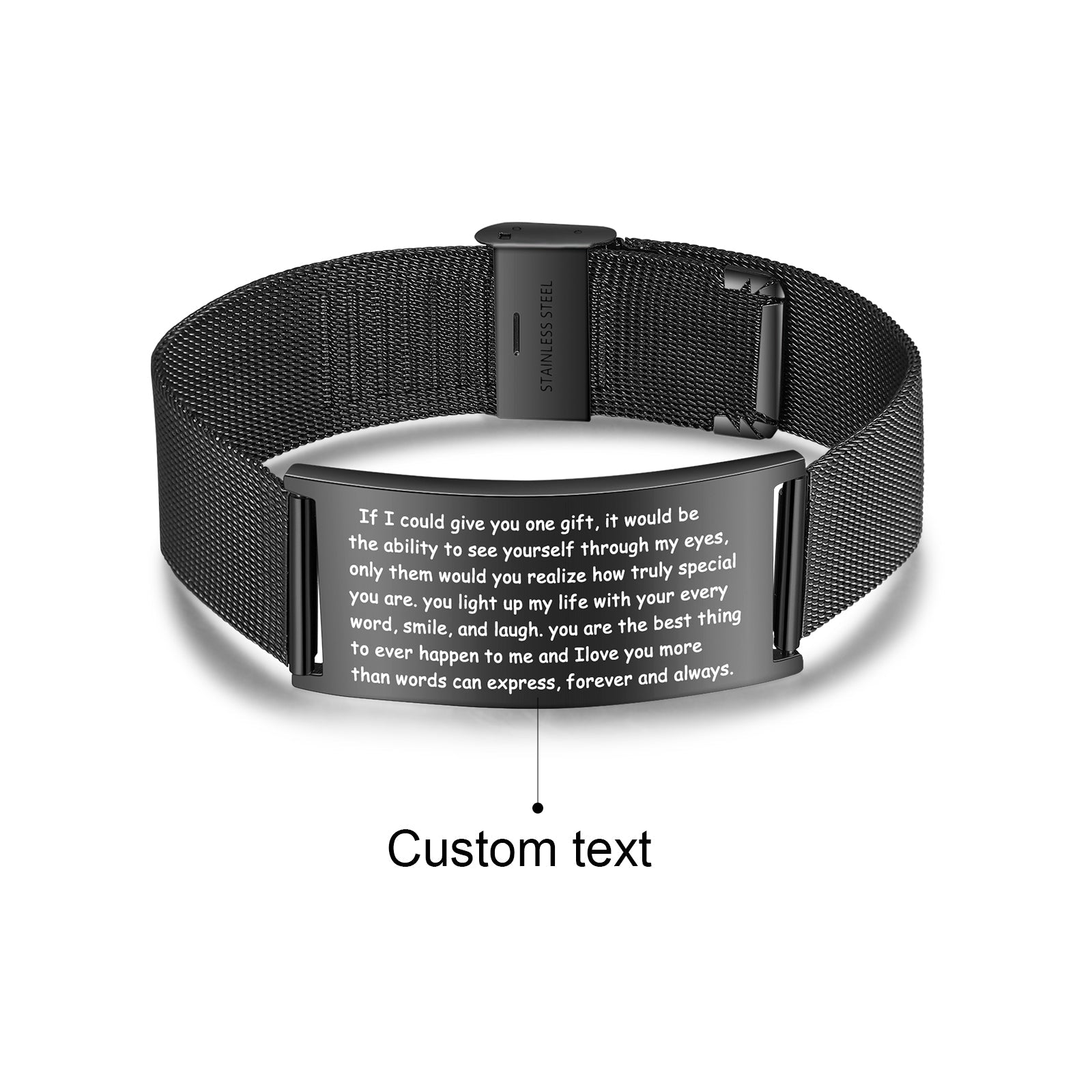 Christmas Gift Men ID Bar Bracelet Engraved Inspirational Message Bracelet for Him