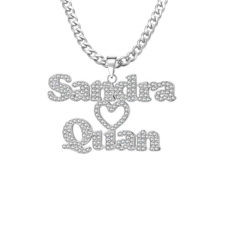 Sparkling Couple Name Necklace