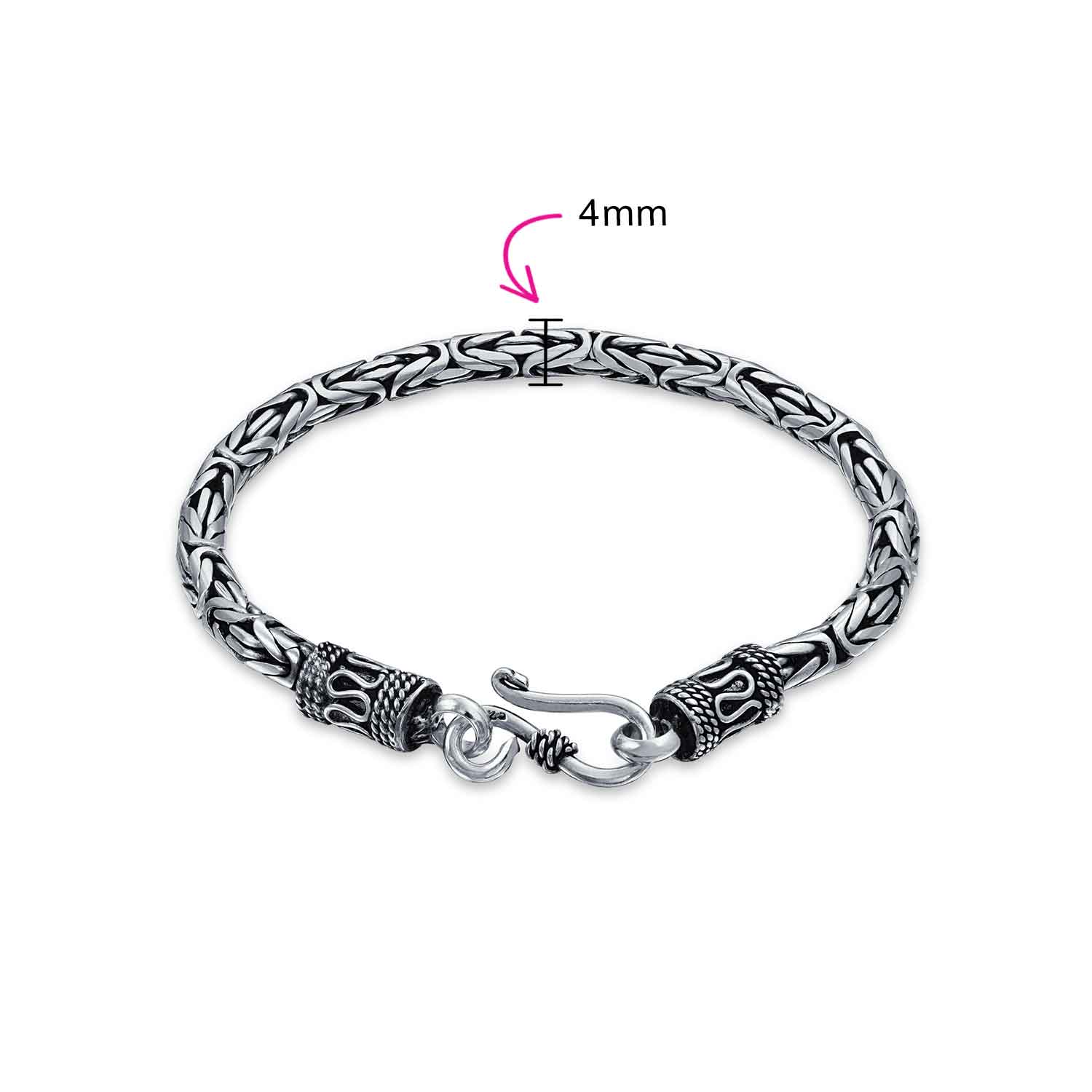 Bali Byzantine Chain Link Bracelet Eye And Hook 925 Sterling Silver