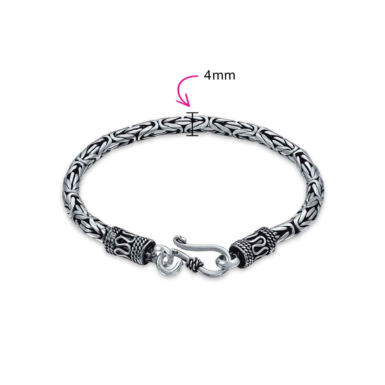 Valentine's Day Gift Bali Byzantine Chain Link Bracelet Eye And Hook 925 Sterling Silver