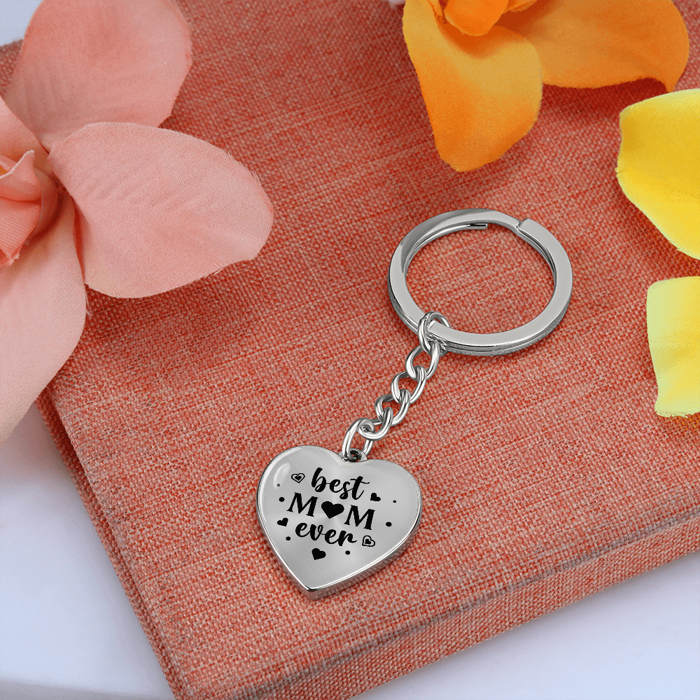 Mother's Day Gift Best Mom Ever - Graphic Heart Keychain-Engravingift