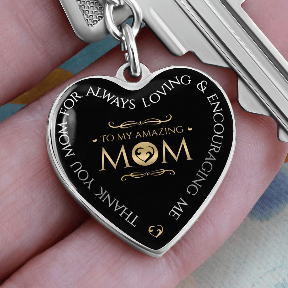 Mother's Day Gift To My Amazing Mom - Graphic Heart Keychain-Engravingift