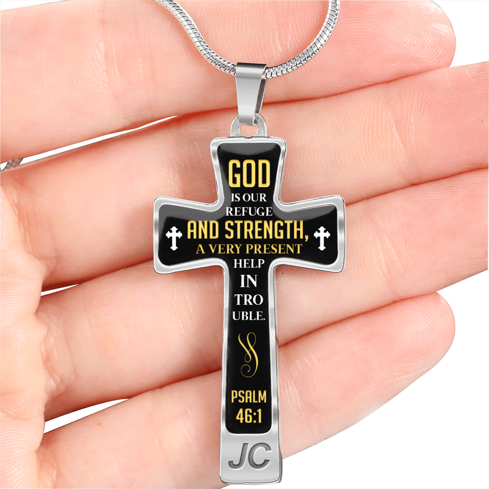 Mother's Day Gift God is Our Refuge - Graphic Cross Necklace-Engravingift