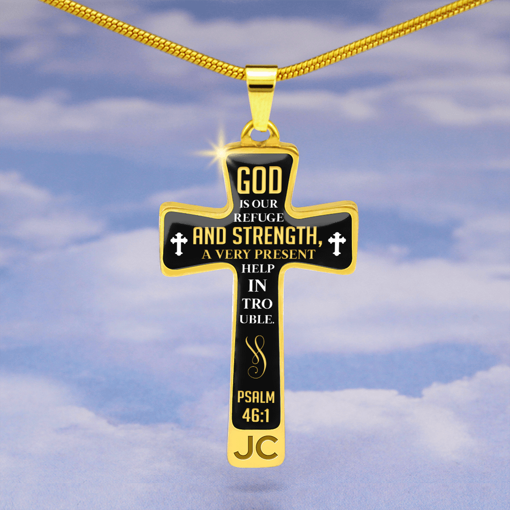 Mother's Day Gift God is Our Refuge - Graphic Cross Necklace-Engravingift