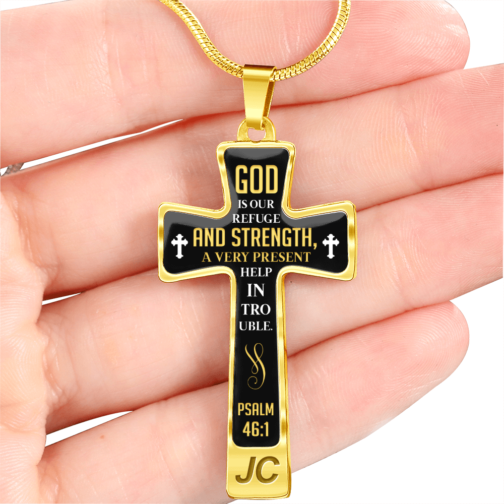 Mother's Day Gift God is Our Refuge - Graphic Cross Necklace-Engravingift