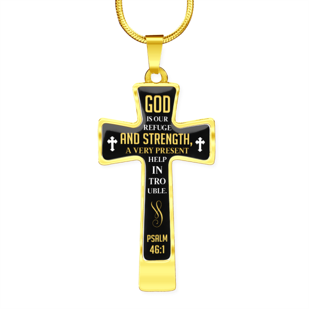 Mother's Day Gift God is Our Refuge - Graphic Cross Necklace-Engravingift