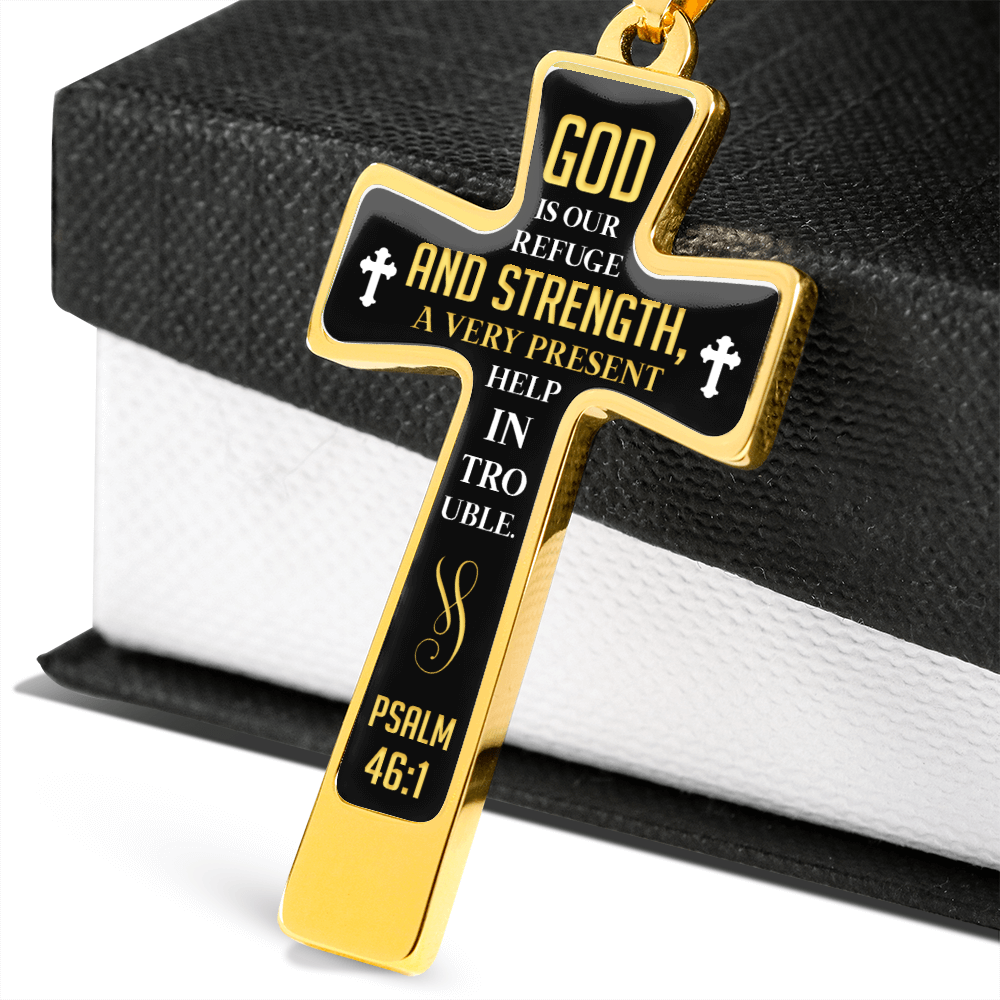 Mother's Day Gift God is Our Refuge - Graphic Cross Necklace-Engravingift