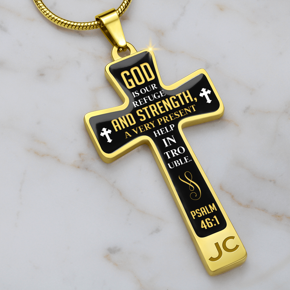Mother's Day Gift God is Our Refuge - Graphic Cross Necklace-Engravingift