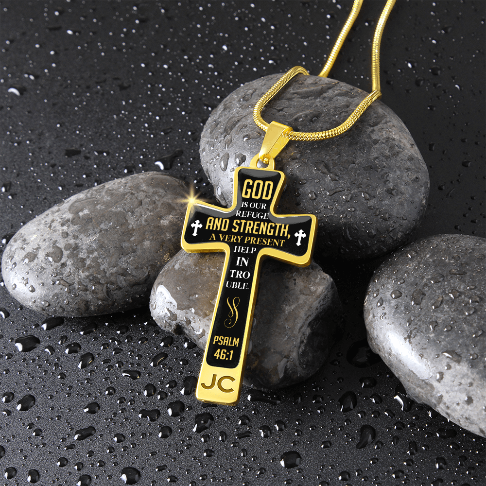 Mother's Day Gift God is Our Refuge - Graphic Cross Necklace-Engravingift