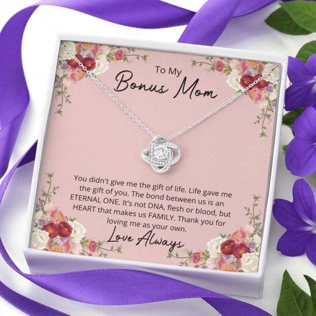 Mother's Day Gift To My Bonus Mom - Love Knot Necklace-Engravingift