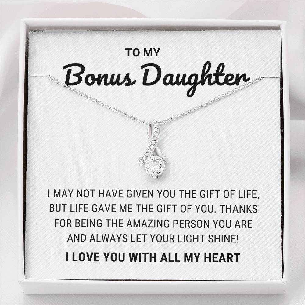 Mother's Day Gift To My Bonus Daughter - Let Your Light Shine - Necklace-Engravingift