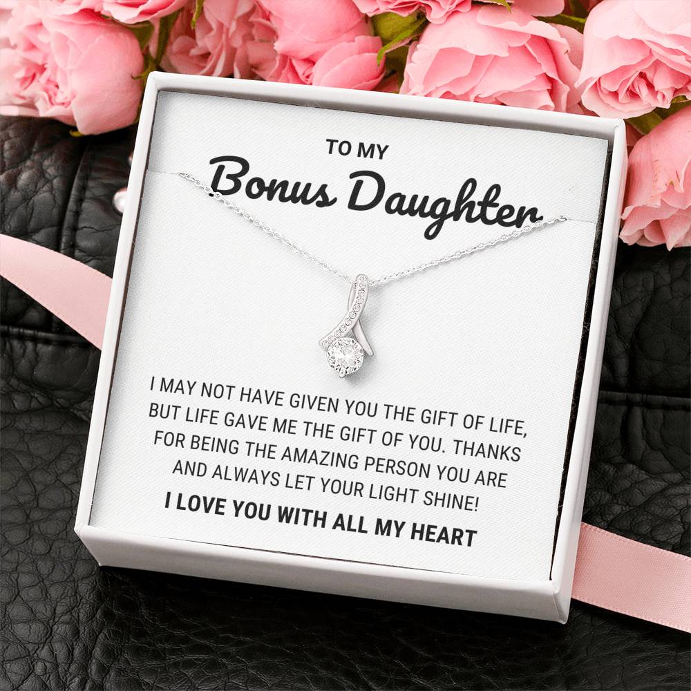 Mother's Day Gift To My Bonus Daughter - Let Your Light Shine - Necklace-Engravingift