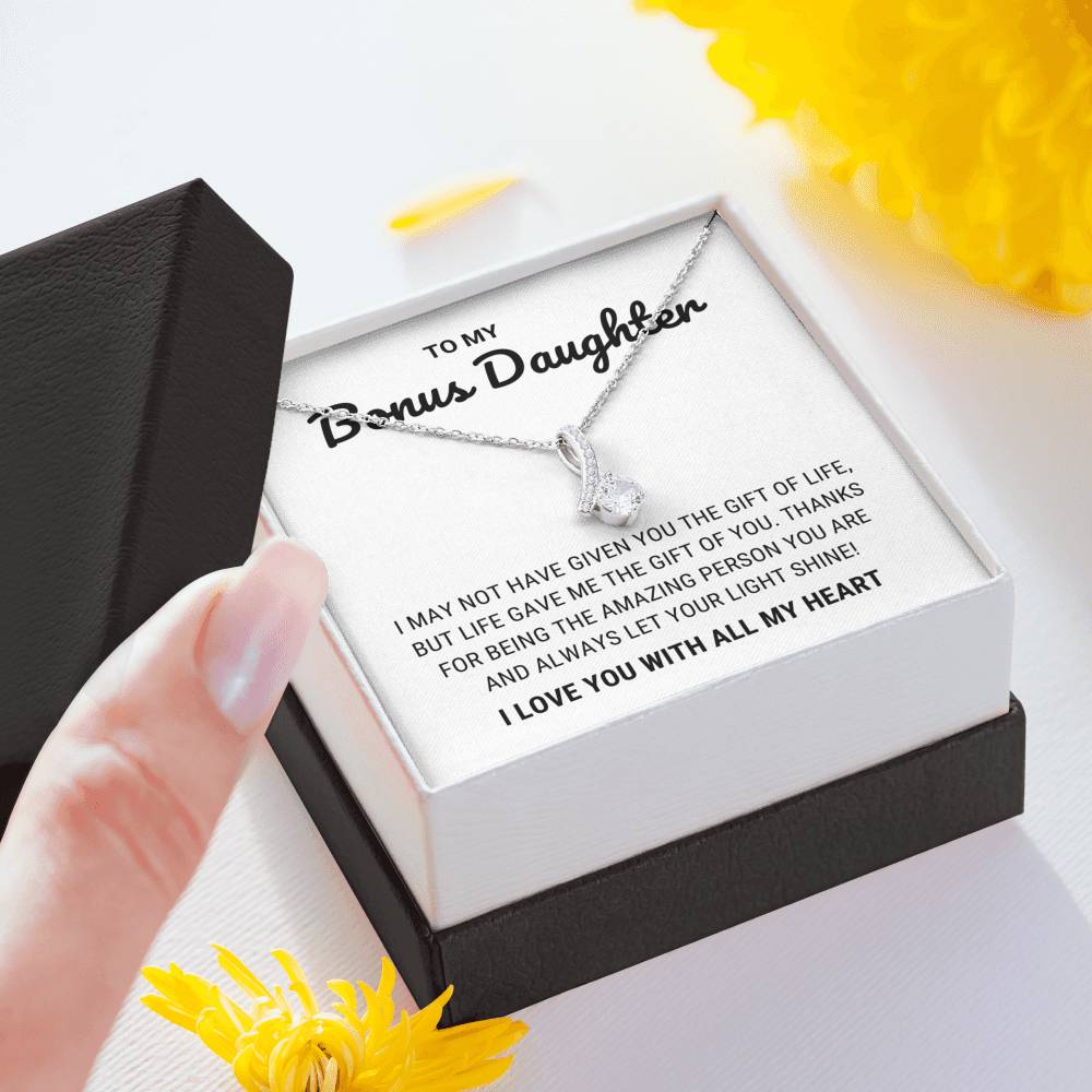 Mother's Day Gift To My Bonus Daughter - Let Your Light Shine - Necklace-Engravingift