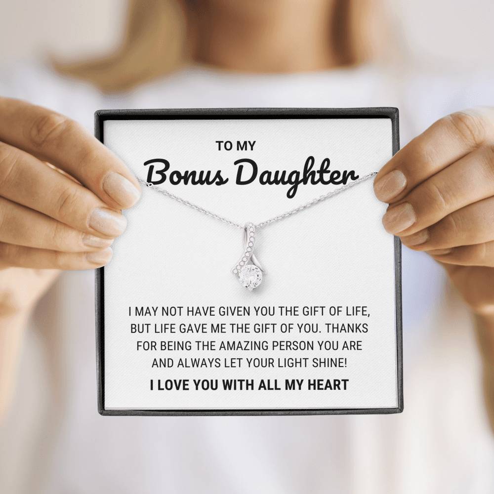 Mother's Day Gift To My Bonus Daughter - Let Your Light Shine - Necklace-Engravingift