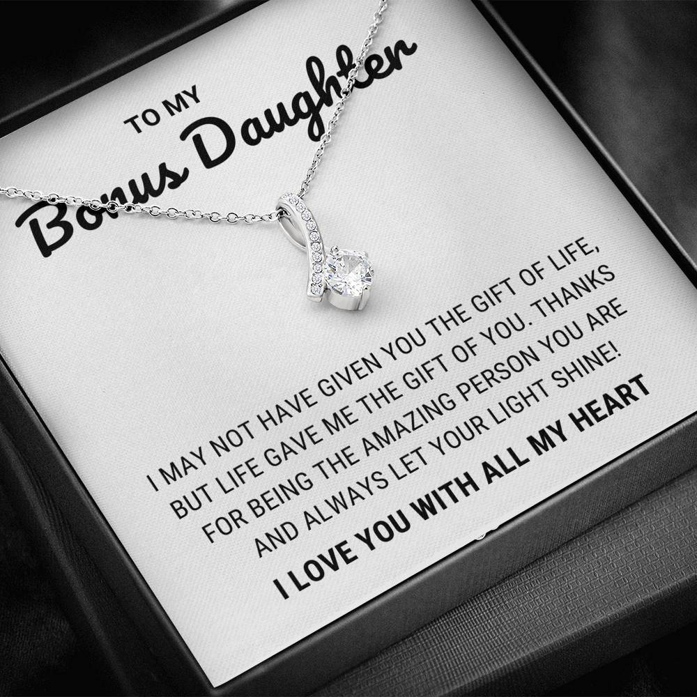 Mother's Day Gift To My Bonus Daughter - Let Your Light Shine - Necklace-Engravingift