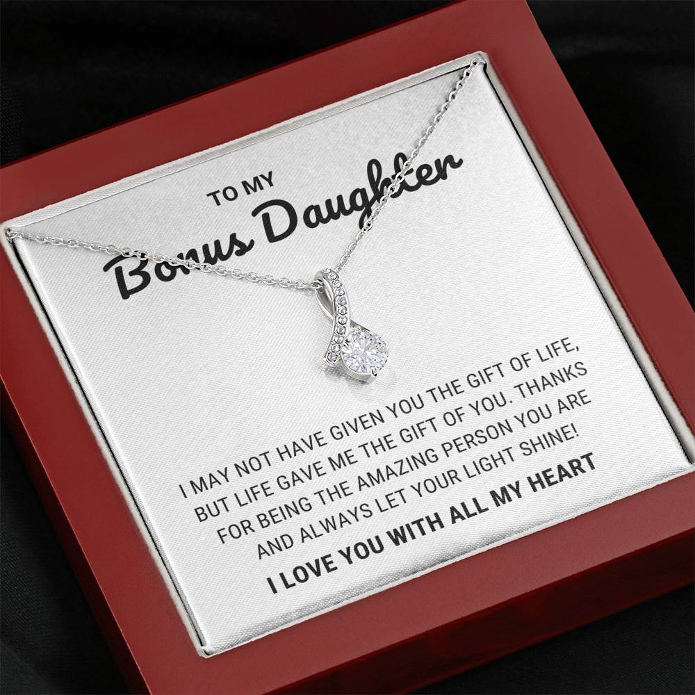 Mother's Day Gift To My Bonus Daughter - Let Your Light Shine - Necklace-Engravingift