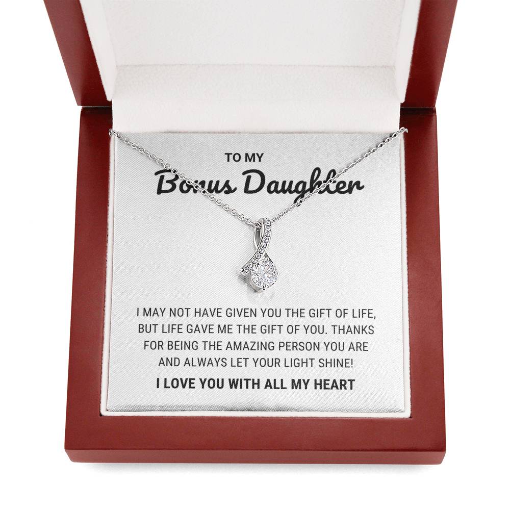 Mother's Day Gift To My Bonus Daughter - Let Your Light Shine - Necklace-Engravingift