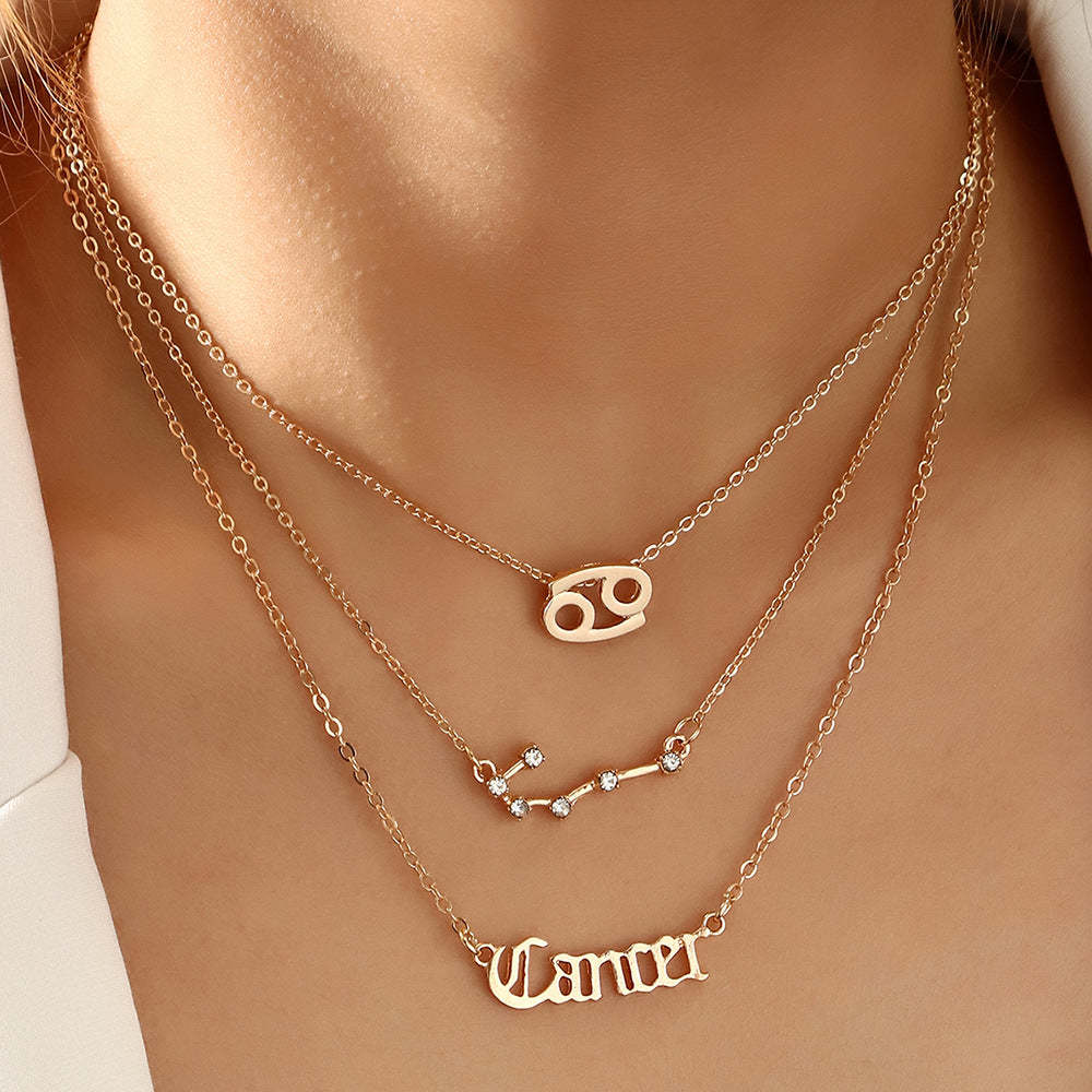 Mother's Day Gift Bohemia Layered Zodiac Necklace Summer Beach Party Jewelry for Women Girls-Engravingift