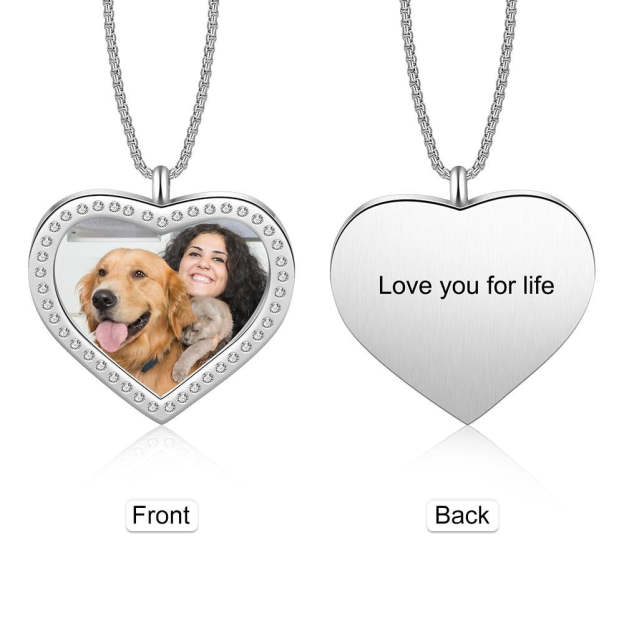 Christmas Gift Personalized Heart Photo Necklace With Engraving