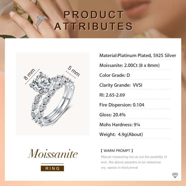 Mother's Day Gift Round Cut Moissanite Diamond Ring Engagement Ring Set-Engravingift