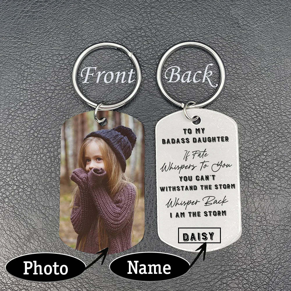 Mother's Day Gift To My Bass Daughter Personalized Photo Keychain- I Am The Storm